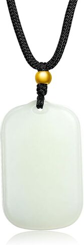 24K Solid Gold Pendant Necklace for Women, Real Pure Gold Bead Jewelry Accessory Exquisite White Nephrite Jade Jewelry Pendant Necklace for Men Girlfriend Boyfriend Lover Gifts in Kuwait