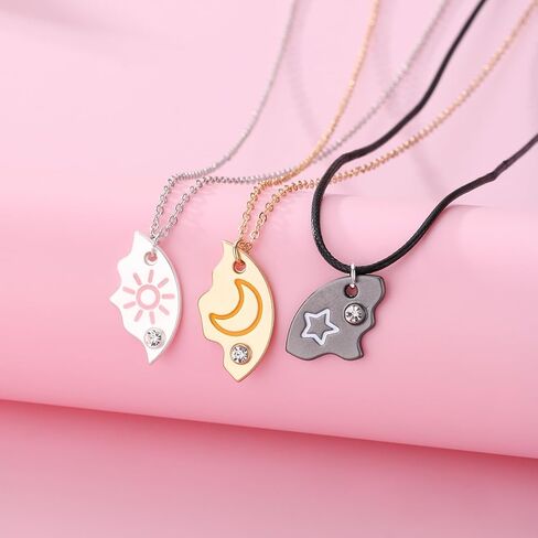 Best Friend Necklaces BFF Necklace for 3 Split Heart Engraved Weirdo 1/2/3 Necklace Friendship Valentines Day Gifts in Saudi Arabia