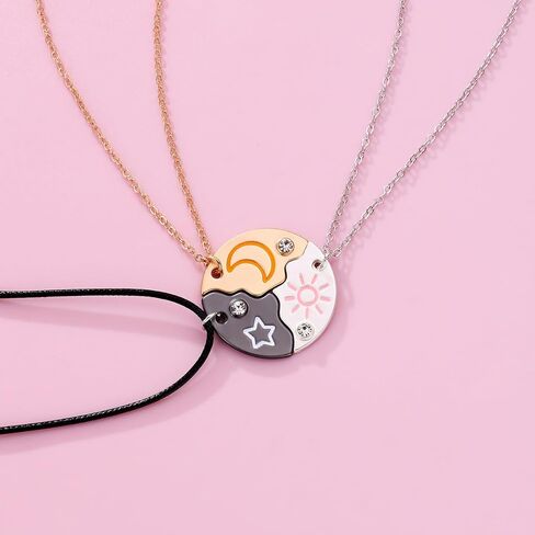 Best Friend Necklaces BFF Necklace for 3 Split Heart Engraved Weirdo 1/2/3 Necklace Friendship Valentines Day Gifts in Saudi Arabia