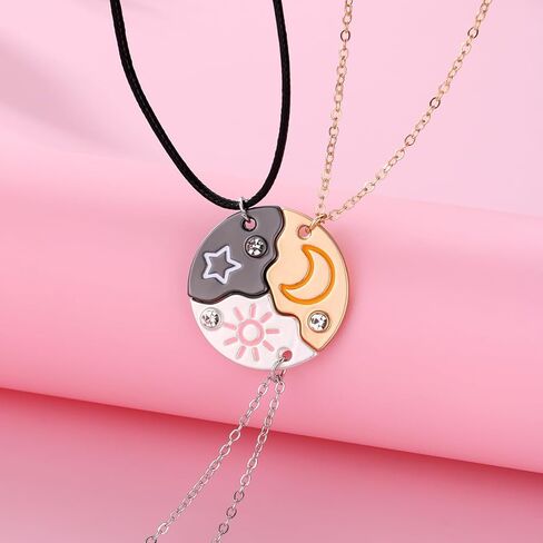 Best Friend Necklaces BFF Necklace for 3 Split Heart Engraved Weirdo 1/2/3 Necklace Friendship Valentines Day Gifts in Saudi Arabia