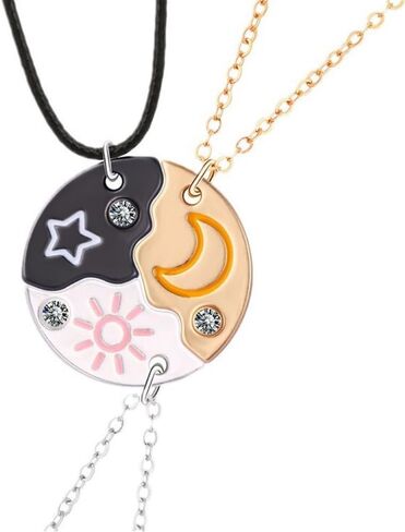 Best Friend Necklaces BFF Necklace for 3 Split Heart Engraved Weirdo 1/2/3 Necklace Friendship Valentines Day Gifts in Saudi Arabia