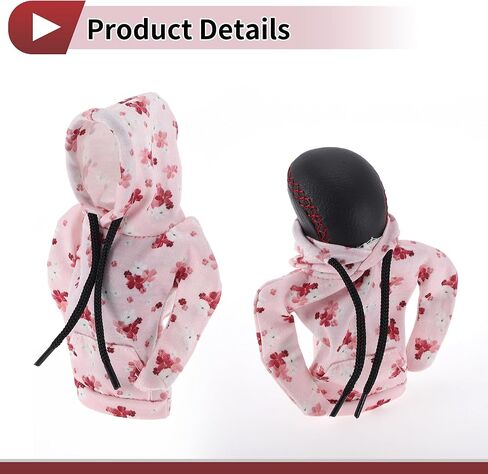 1 Pc Gear Shift Knob Cover Decoration Stick Shifting Handle Protector 17x11.5cm/6.69"x4.53" Light Pink,White,Red Dots Hoodie Style Polyester in Saudi Arabia