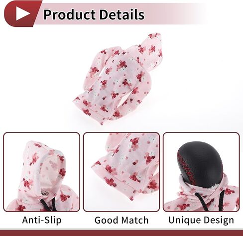 1 Pc Gear Shift Knob Cover Decoration Stick Shifting Handle Protector 17x11.5cm/6.69"x4.53" Light Pink,White,Red Dots Hoodie Style Polyester in Saudi Arabia