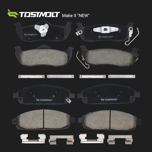 New 8pcs Complete Front+Rear Super Quiet Shimmed Slotted Ceramic Disc Brake Pads Set w/Installation Hardware Compatible With 06-10 Jeep Commander 05-10 Grand Cherokee (Except SRT/SRT8) in Kuwait