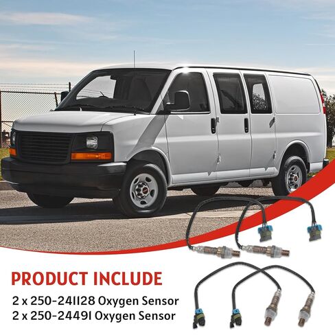 4Pcs Upstream and Downstream Oxygen O2 Sensor Compatible with Chevy Express 1500 2500 3500 GMC Savana 1500 2500 3500 Replace# 250-241128 250-24491 in Kuwait