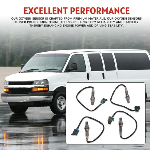 4Pcs Upstream and Downstream Oxygen O2 Sensor Compatible with Chevy Express 1500 2500 3500 GMC Savana 1500 2500 3500 Replace# 250-241128 250-24491 in Kuwait