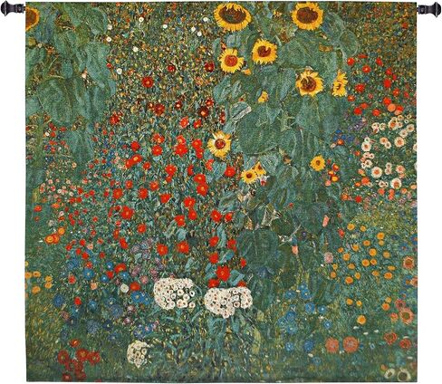حديقة المزرعة مع عباد الشمس 1912 - غوستاف كليمت - لوحة فنية جدارية منسوجة من القطن - الولايات المتحدة الأمريكية (45 × 45) in Kuwait