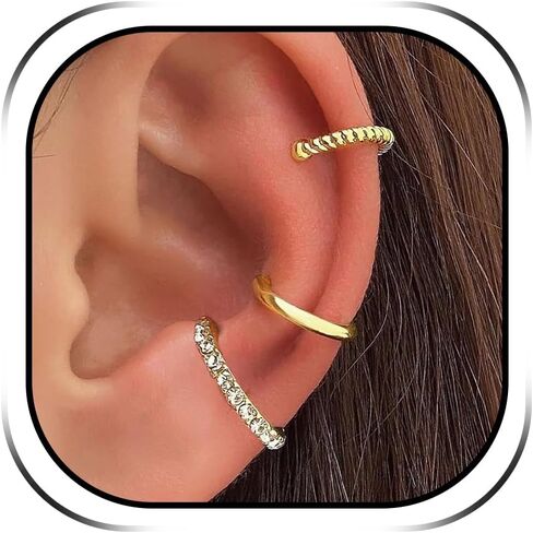 Gold Ear Cuff Earrings for Women Ear Cuffs Non Piercing Set Pearl Ear Cuffs Cartilage Helix Fake Earrings Cubic Zirconia Earrings Jewelry Gifts for Women in Kuwait