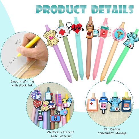 26 قطعة من أقلام التمريض اللطيفة لأساسيات طلاب التمريض، تتضمن 10 أدوات كتابة بديلة للممرضات والمساعدين الطبيين والطلاب وهدايا تقدير مكتب العمال in Kuwait