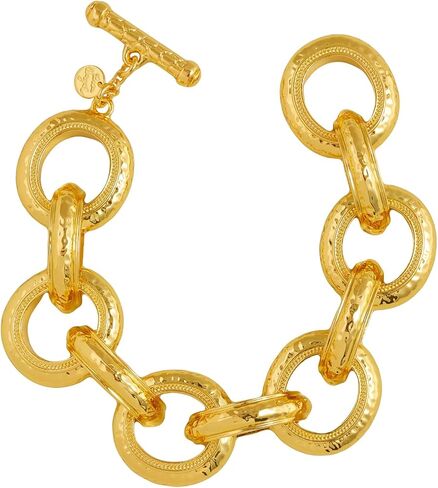 Chunky Hammered Toggle Bracelet 8.5 Inch 18k Gold Plated Modern Sophisticated Statement Hypoallergenic Versatile Jewelry Gift for Women in Saudi Arabia