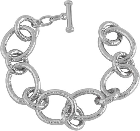 Chunky Hammered Toggle Bracelet 8.5 Inch 18k Gold Plated Modern Sophisticated Statement Hypoallergenic Versatile Jewelry Gift for Women in Saudi Arabia