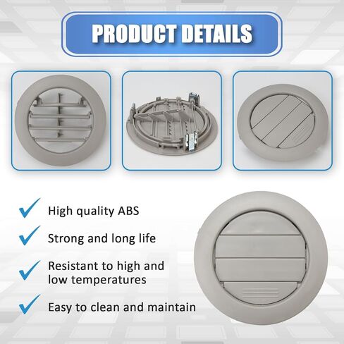 Air Vent - Car Roof A/C Vent Grille Outlet Cover Fit for Toyota Hiace/Quantum/Commuter Air - Part number 63610-26080-B0, Gray (1pc) in Kuwait