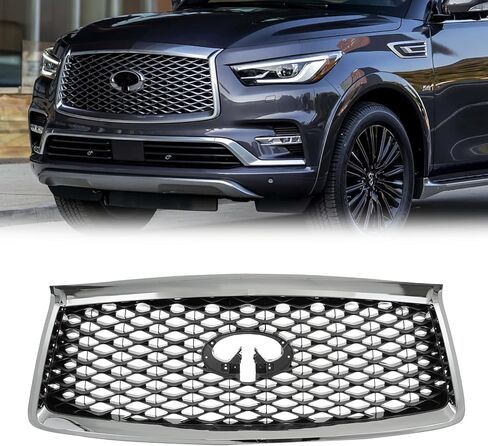 Front Honeycomb Bumper Grille Grill Compatible with 2018 2019 2020 2021,Replacement for INFINITI QX80 in Kuwait