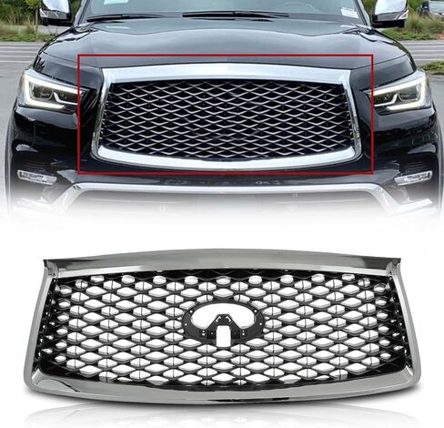 Front Honeycomb Bumper Grille Grill Compatible with 2018 2019 2020 2021,Replacement for INFINITI QX80 in Kuwait