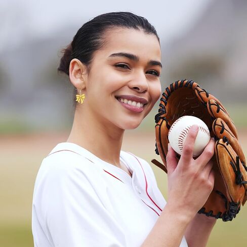 Baseball Bow Earrings for Woman, Softball Bow Dangle Earrings Game Day Sports Theme Jewelry Party Favors for Sport Player Lover & Fans (Yellow) in Saudi Arabia