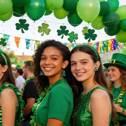 أقراط عيد القديس باتريك الأيرلندية اللامعة باللون الأخضر شامروك البرسيم أقراط للنساء من الأكريليك الخشبي لعيد القديس باتريك إكسسوارات أقراط الحظ الجيد 6 قطع in Kuwait