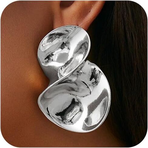 Unique Gold Polish Twisted Drop Dangle Earrings for Women, Trendy Silver Irregular Geometric Stud Earring Non Tarnish Retro Y2K Party Vacation Jewelry in Kuwait