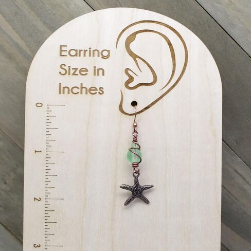 Pillar of Salt Studio Handcrafted Earrings Antiqued Copper Starfish with Sea Glass (Spring Green, 1-1/2" drop) in Kuwait