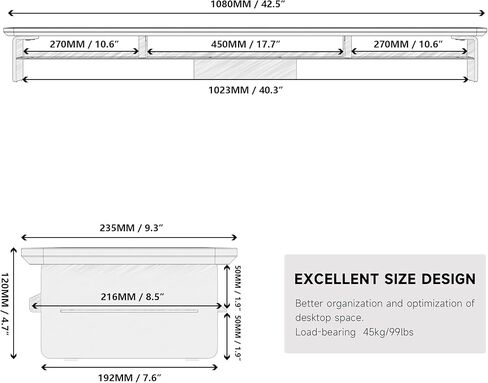 حامل شاشة مزدوج من الأكريليك من Fenge مع حامل سماعة رأس للمكتب in Kuwait