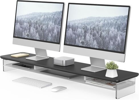 حامل شاشة مزدوج من الأكريليك من Fenge مع حامل سماعة رأس للمكتب in Kuwait