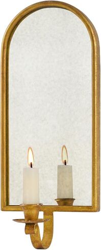 NIKKY HOME Mirrored Wall Candle Holder - Gold Antique Wall Sconces for Taper Candle - Elegant Metal Hanging Candlestick Wall Decor for Living Room, Bathroom, Dining Room and Office in Kuwait