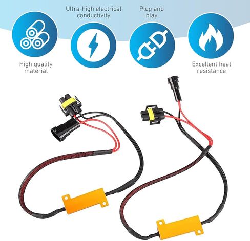 2 قطعة من أجهزة فك تشفير مقاومة الحمل LED، أجهزة فك تشفير مصابيح الضباب المضادة للوميض، مقاومات أحزمة H11 50 وات 6 أوم، أحزمة أسلاك عالمية لمصابيح LED، مصابيح الضباب (أسود) in Kuwait