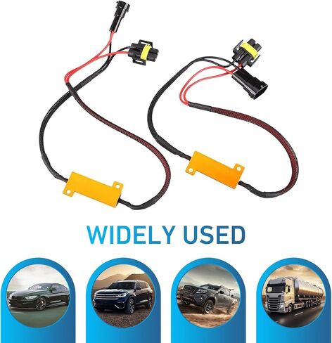 2 قطعة من أجهزة فك تشفير مقاومة الحمل LED، أجهزة فك تشفير مصابيح الضباب المضادة للوميض، مقاومات أحزمة H11 50 وات 6 أوم، أحزمة أسلاك عالمية لمصابيح LED، مصابيح الضباب (أسود) in Kuwait