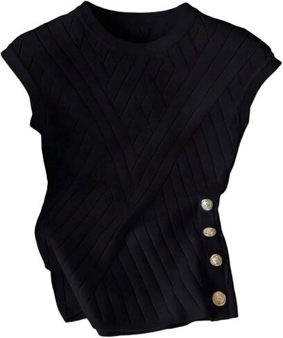 Verdusa Women's Old Money Pointelle Sweater Vest Sleeveless Knit Tops Elegant Button Down Shirts in Saudi Arabia
