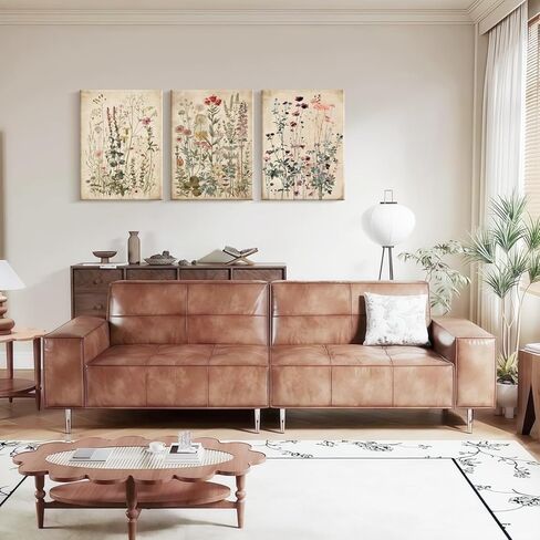 Framed Plants Wildflowers Canvas Wall Art Vintage Floral Painting Poster Pictures Gallery-Quality Prints Living Room Bedroom and Other Home Decor 12x16 inches x 3 Ready to Hang in Saudi Arabia