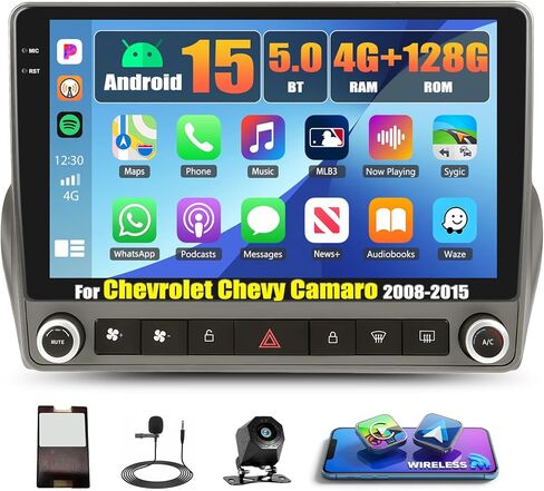 2+64G Android 13 Car Stereo for Chevrolet Chevy Camaro 2008-2015 Bluetooth Wireless Apple Carplay Android Auto Mirror Link,9" Touch Screen with GPS Navigation,FM/RDS,WiFi,SWC+ Backup Camera&MIC in Kuwait