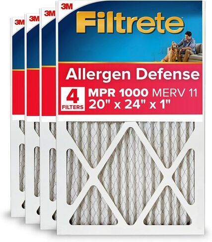 Filtrete 20x24x1 Air Filter, MPR 1000, MERV 11, Micro Allergen Defense 3-Month Pleated 1-Inch Air Filters, 4 Filters in Kuwait