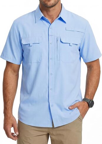 WULFUL Men's Sun Protection Fishing Shirts UPF 50+ Lightweight Quick Dry Cooling Short Sleeve Shirts for Work Hiking Safari in Saudi Arabia