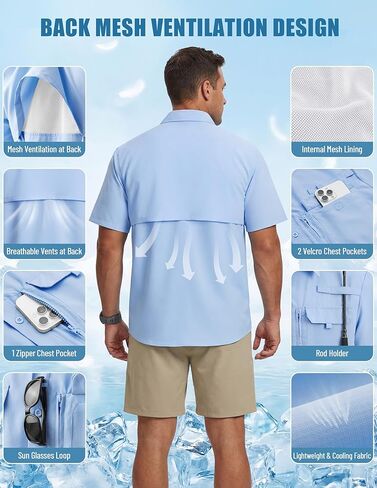 WULFUL Men's Sun Protection Fishing Shirts UPF 50+ Lightweight Quick Dry Cooling Short Sleeve Shirts for Work Hiking Safari in Saudi Arabia