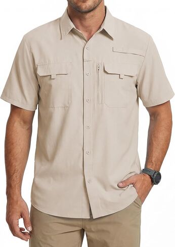 WULFUL Men's Sun Protection Fishing Shirts UPF 50+ Lightweight Quick Dry Cooling Short Sleeve Shirts for Work Hiking Safari in Saudi Arabia