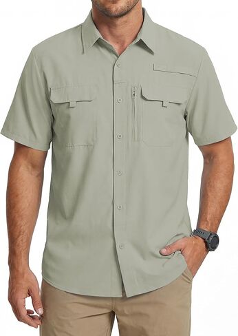 WULFUL Men's Sun Protection Fishing Shirts UPF 50+ Lightweight Quick Dry Cooling Short Sleeve Shirts for Work Hiking Safari in Saudi Arabia