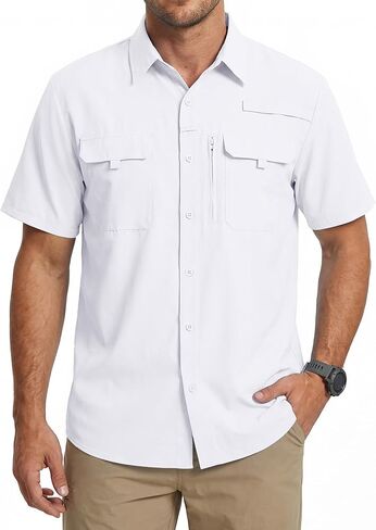WULFUL Men's Sun Protection Fishing Shirts UPF 50+ Lightweight Quick Dry Cooling Short Sleeve Shirts for Work Hiking Safari in Saudi Arabia