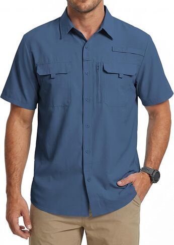 WULFUL Men's Sun Protection Fishing Shirts UPF 50+ Lightweight Quick Dry Cooling Short Sleeve Shirts for Work Hiking Safari in Saudi Arabia