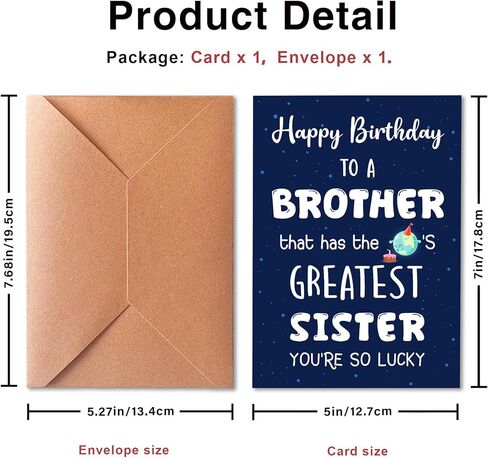 Birthday Card for Brother, Brother Birthday Card From Sister, Universal for Men, Humorous Design. in Saudi Arabia