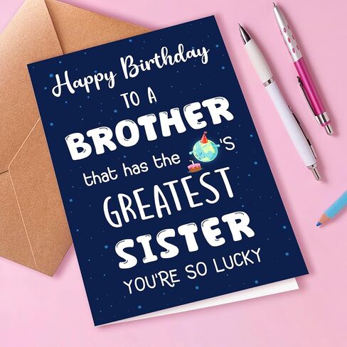 Birthday Card for Brother, Brother Birthday Card From Sister, Universal for Men, Humorous Design. in Saudi Arabia