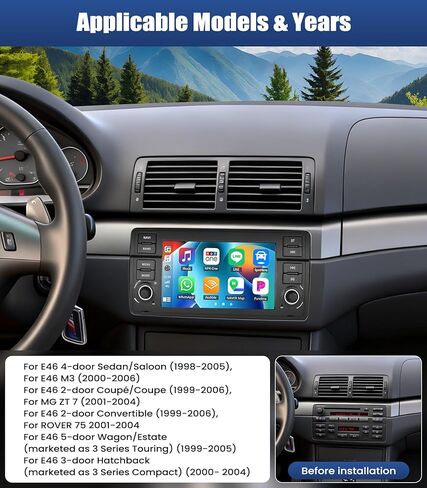 [8-Core 4+64g] Android 13 Stereo للسيارة لـ BMW E46 1998-2006 3 سلسلة مع Carplay Android Auto 59 موضوع لمسات اللمس 7 بوصة Bluetooth 5.0 FM/RDS Network DSP 32EQ AI Voice GPS in Kuwait