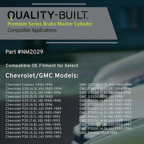 QUALITY-BUILT Premium Brake Master Cylinder with Reservoir NM2029 - Compatible with 1981-1996 Chevrolet/GMC (Express 3500,G30,G3500,P20,P2500,P30,P3500,Savana 3500) in Kuwait