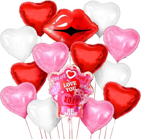 KatchOn, Heart Balloons Decorations - Large 18 Inch, Pack of 12 | Pink and Red Heart Shaped Balloons, Valentines Day Decorations | Valentines Balloons, Valentines Decorations | Galentines Day Decor in Saudi Arabia
