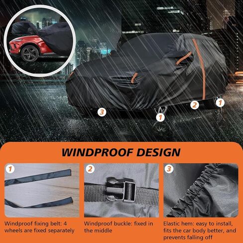 Waterproof Car Cover for 2016-2025 2026 Nissan Kicks, All Weather Custom Fit SUV Covers with Zipper Door, Windproof Bands Cover, Reflective Strip for Snow Rain Dust Cover, Sun UV Protection in Kuwait