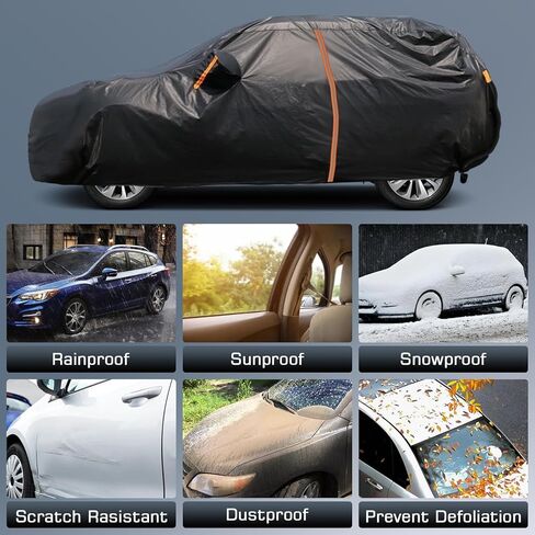 Waterproof Car Cover for 2016-2025 2026 Nissan Kicks, All Weather Custom Fit SUV Covers with Zipper Door, Windproof Bands Cover, Reflective Strip for Snow Rain Dust Cover, Sun UV Protection in Kuwait