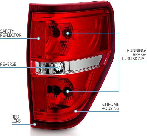 AmeriLite Red/Clear Brake Rear Direct OE Replacement Tail Lights For 2009-2014 Ford F150 F-150 - Passenger and Driver Side in Kuwait