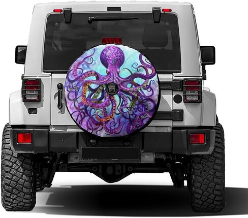 Foruidea Funny Octopus Spare Tire Cover with Backup Camera Hole Wheel Tire Cover Fit Trailer, RV, SUV and Many Vehicle 17inch in Saudi Arabia