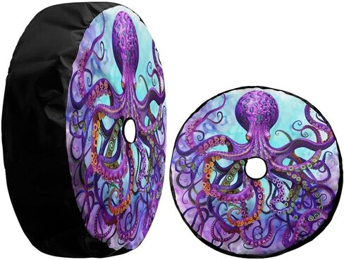 Foruidea Funny Octopus Spare Tire Cover with Backup Camera Hole Wheel Tire Cover Fit Trailer, RV, SUV and Many Vehicle 17inch in Saudi Arabia