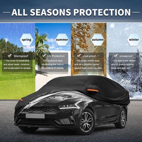 X AUTOHAUX غطاء سيارة في الهواء الطلق مقاوم للماء الشمس المطر الثلوج البرد حماية مع الجانب الأيسر الباب سستة الألومنيوم فيلم لكيا K5 in Saudi Arabia