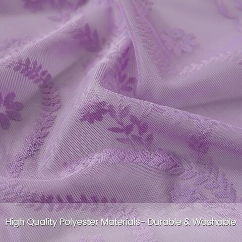 Lavender Purple Sheer Curtains 2 Panel 84 Inch Length,Rod Pocket Boho Floral Lace Pattern & Tassel Decorative Light Filtering Privacy for Girl Women Bedroom Dining Living Room,Lilac in Kuwait