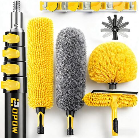 20 Foot High Ceiling Duster Kits with 5-12ft Heavy Duty Extension Pole, High Reach Duster for Cleaning,Microfiber Feather Duster,Cobweb Duster,Ceiling Fan Duster,Window Squeegee & Cleaner in Saudi Arabia